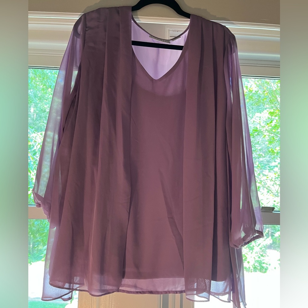 Lavender sheer layered top xxl